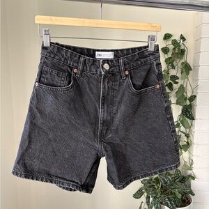 Zara Black Denim High-Rise Shorts